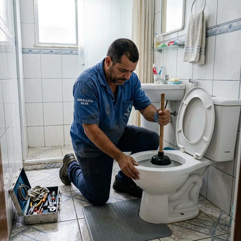 Desentupimento em ação — equipe Hiroshiro trabalhando