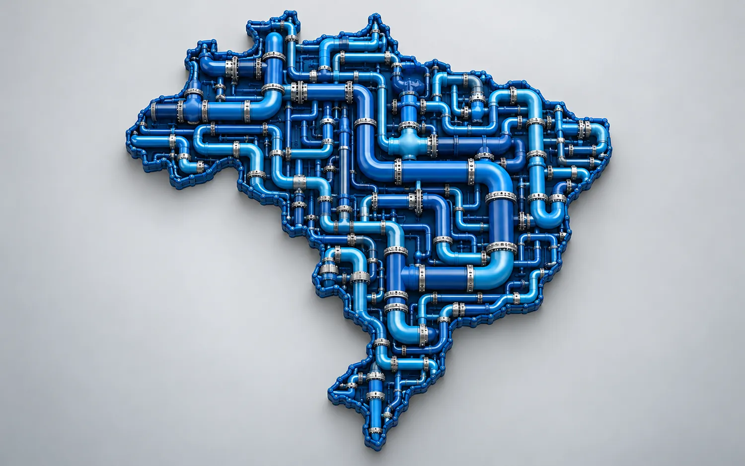 Mapa do Brasil formado por tubos azuis conectados